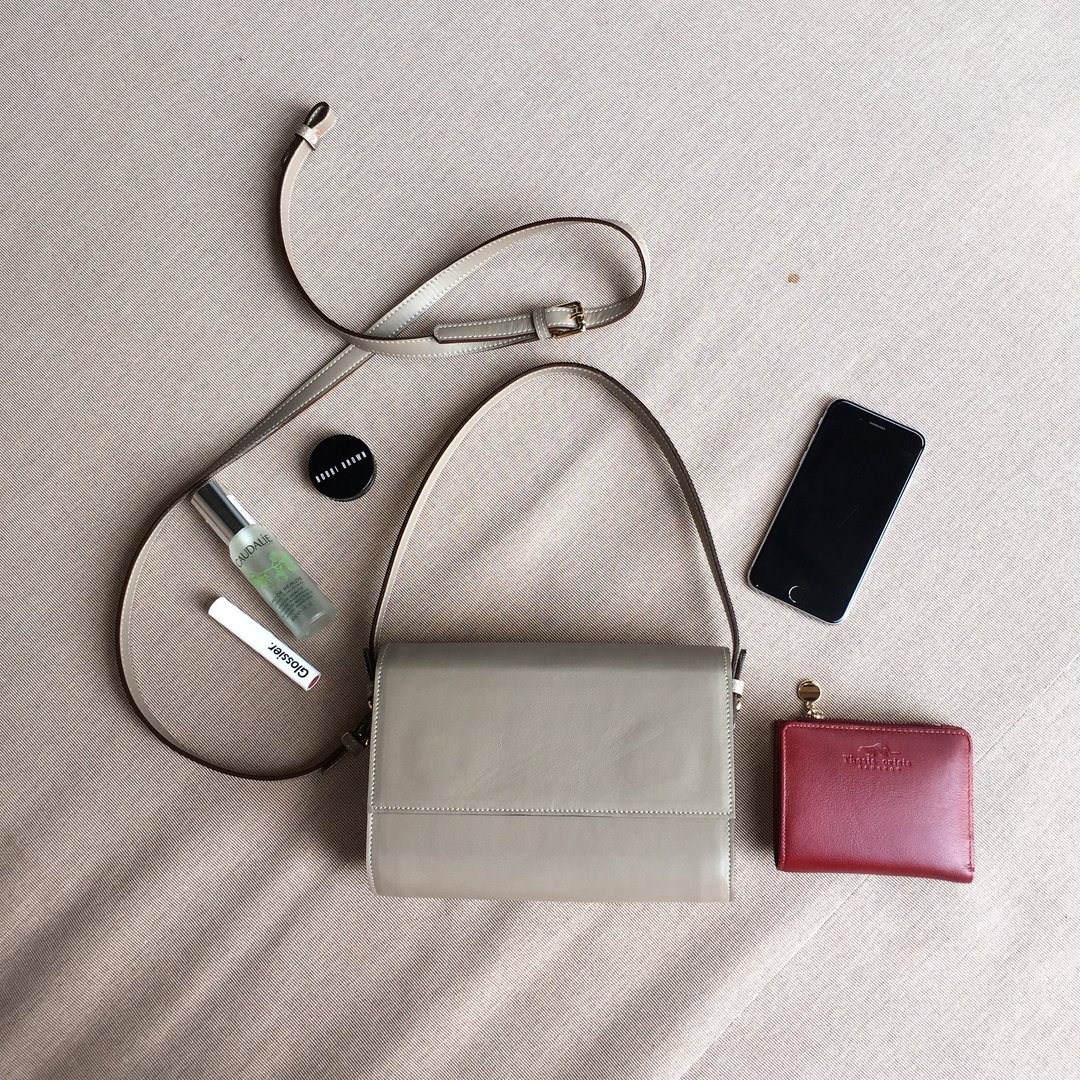 SUBMARINE V.2 - MINIMAL LEATHER SHOULDER BAG/CLUTCH/HANDBAG - TAUPE (PINK GREY) - 侧背包/斜挎包 - 真皮 咖啡色