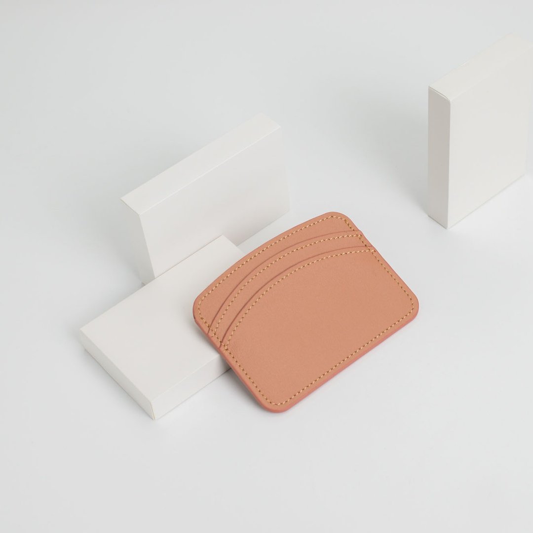ARCH 2.0 card holder in Pink beige - 皮夹/钱包 - 真皮 咖啡色