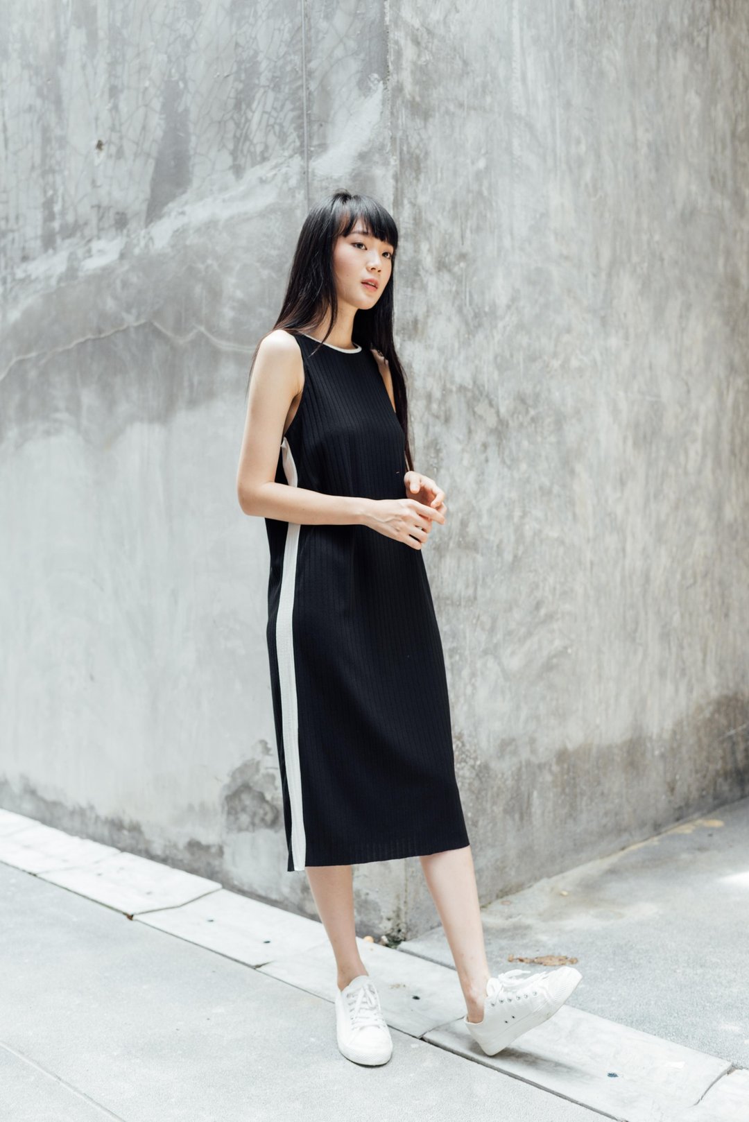 Dress Color Block - Black - 洋装/连衣裙 - 棉 黑色