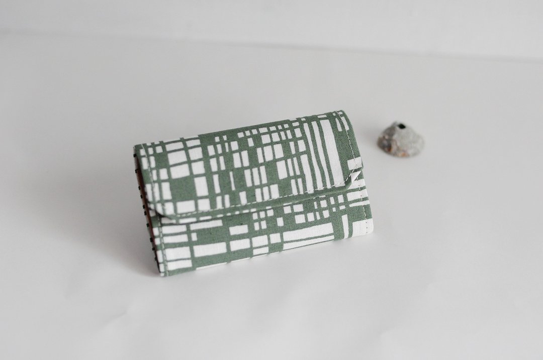 京都地图/京都棉麻布+纸 零钱包 1983ERXspicaの庭 轻量环保票卡 - 皮夹/钱包 - 环保材料 绿色