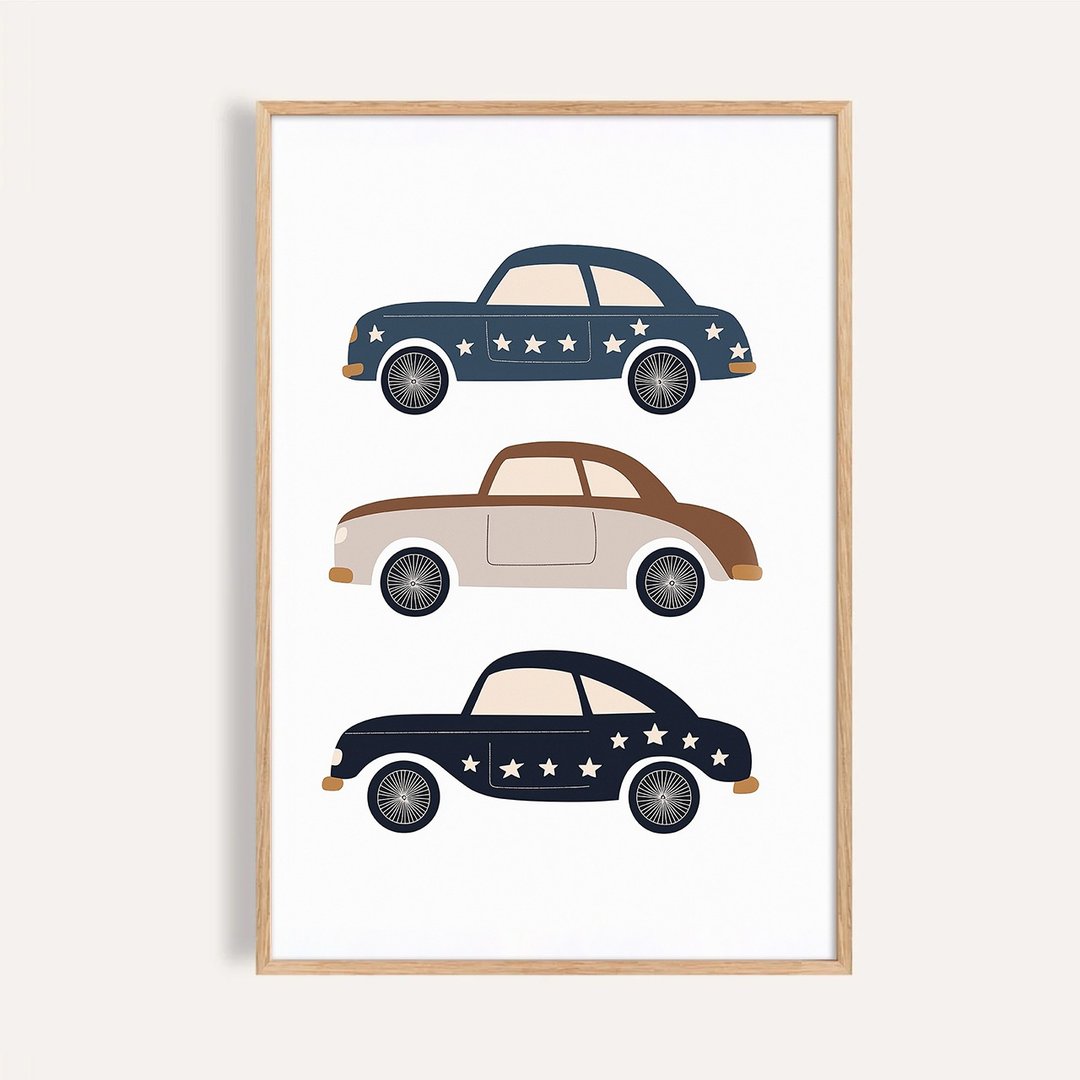 星星车队的旅程 Starry Cars Parade / 童话系列汽车插画 - 海报/装饰画/版画 - 纸 