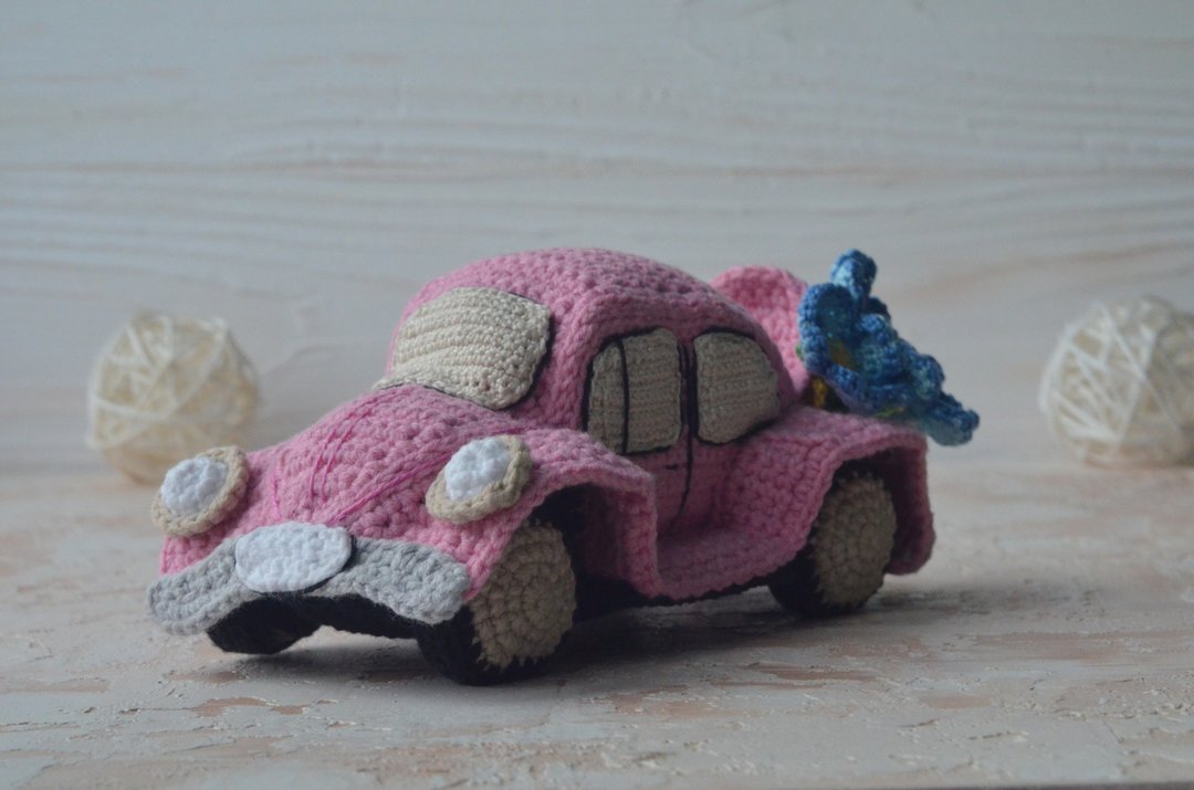 Retro Car, Beetle Car Classic, PDF English crochet pattern - 线上课程/教学影片 - 其他材质 