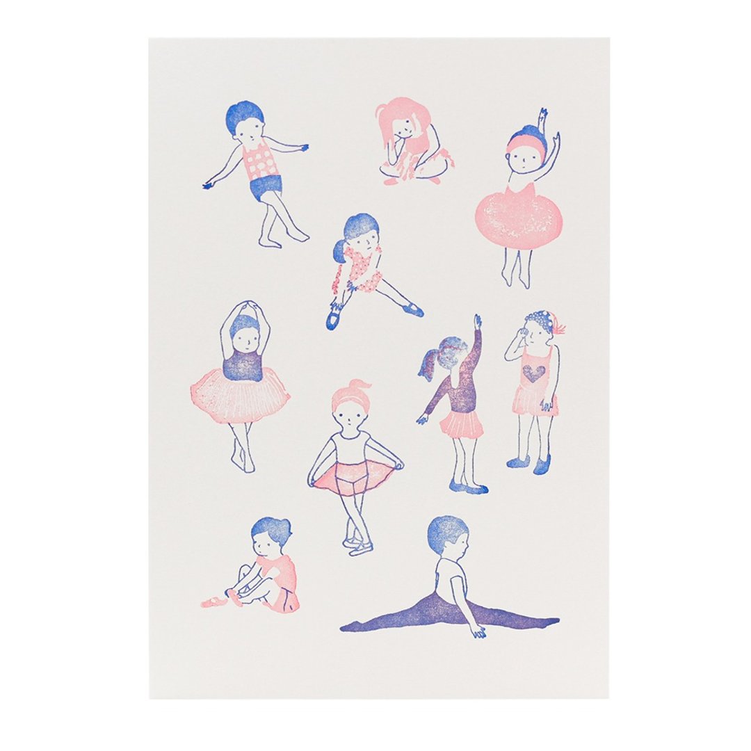 The Ballerinas - 5x7 Letterpress Print - 海报/装饰画/版画 - 纸 粉红色