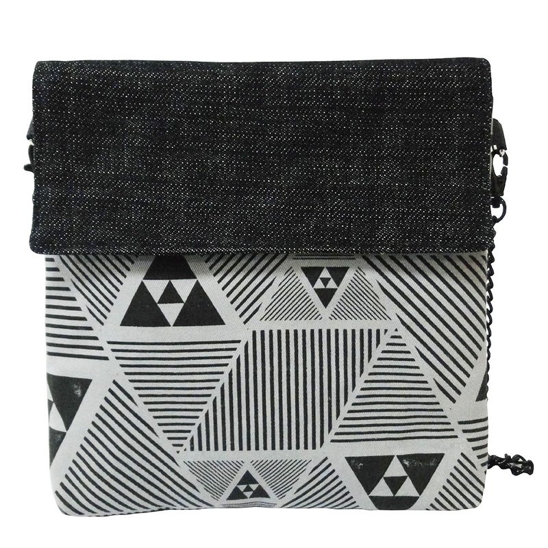 【Is Marvel】中性三角线条小包 - 侧背包/斜挎包 - 棉．麻 银色