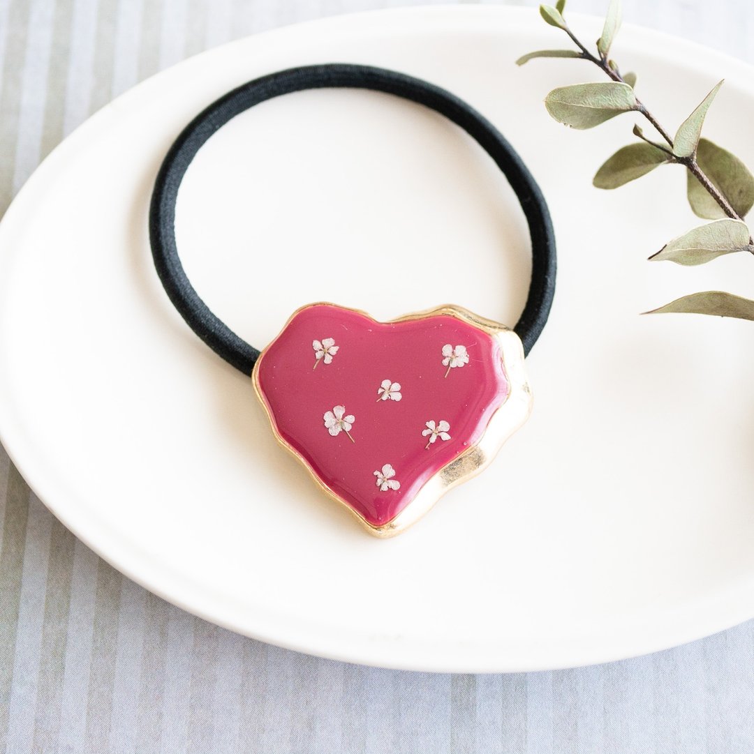 Heart hair rubber - 发饰 - 树脂 白色