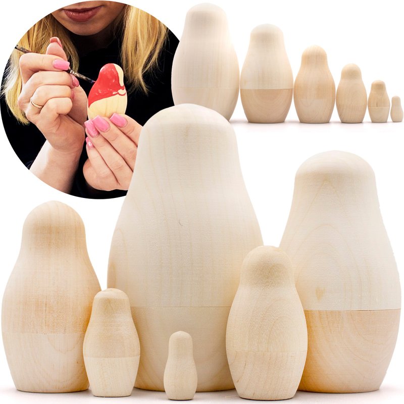 Blank Nesting Dolls Set 6 pcs - Russian Nesting Dolls to Paint - DIY Crafts - 木工/竹艺/纸艺 - 木头 