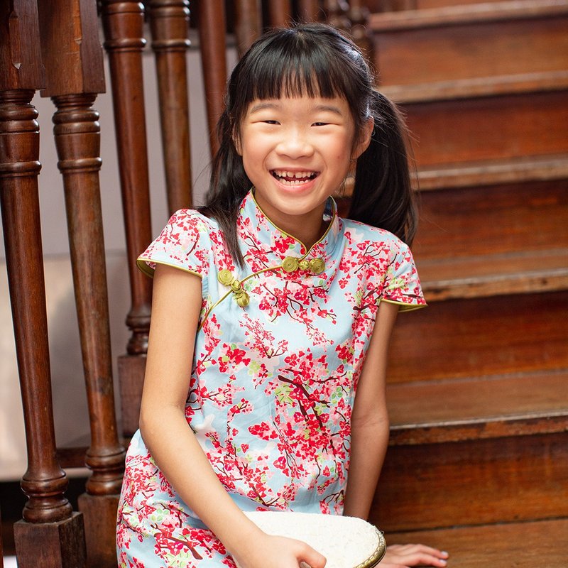 儿童旗袍 古风 四季款 红梅探春 - 旗袍 - 棉．麻 多色