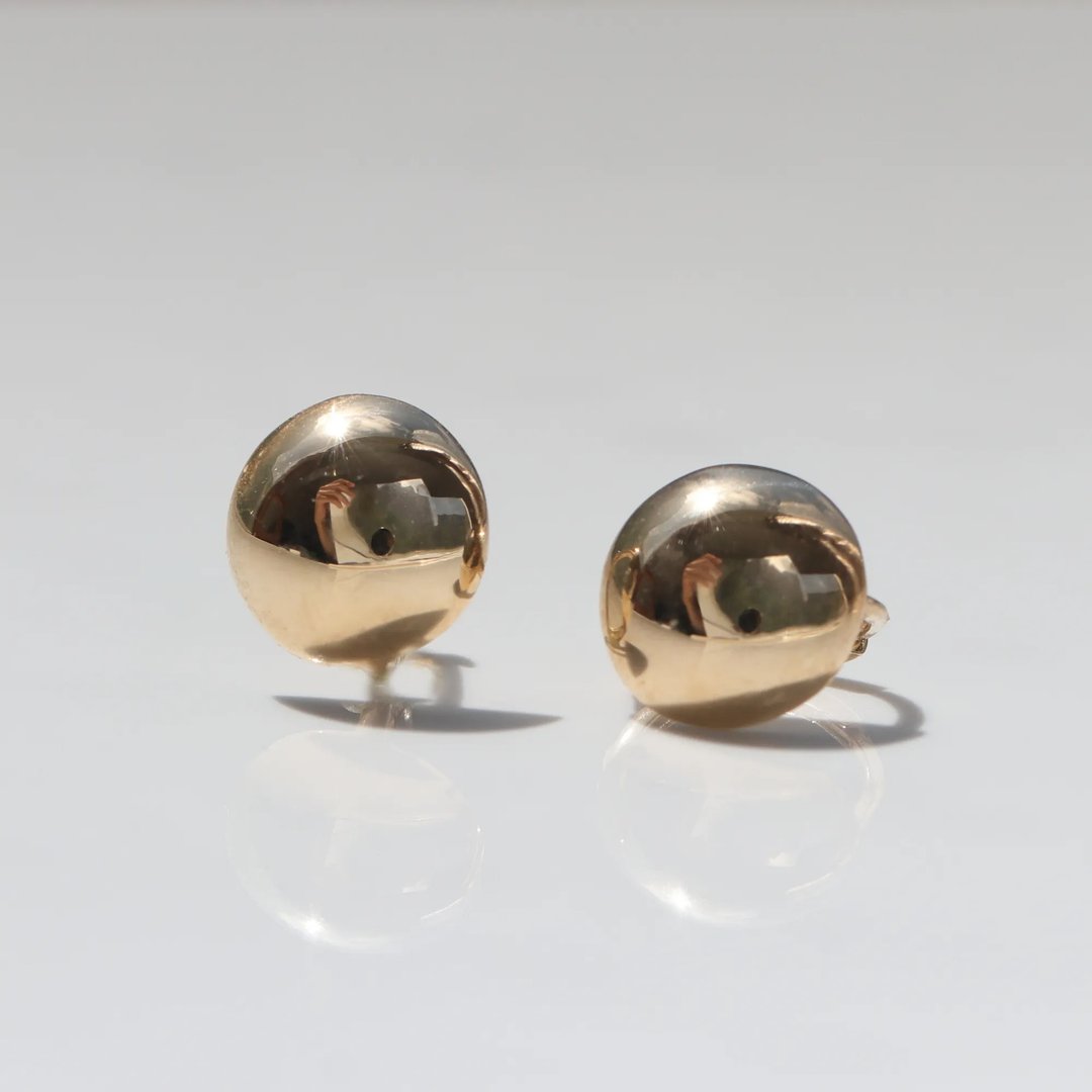14K 半圆金球耳扣耳环 ( Medium ) (内径 8 mm)碰水不褪色 - 耳环/耳夹 - 贵金属 金色