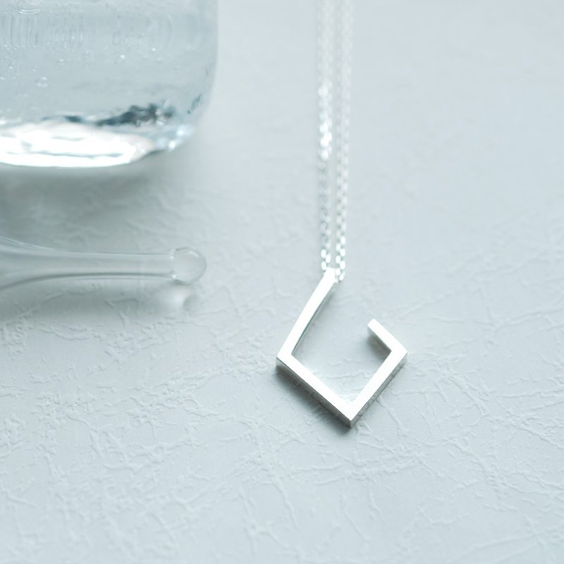 开口钻石形长项链银925 - 长链 - 其他金属 银色