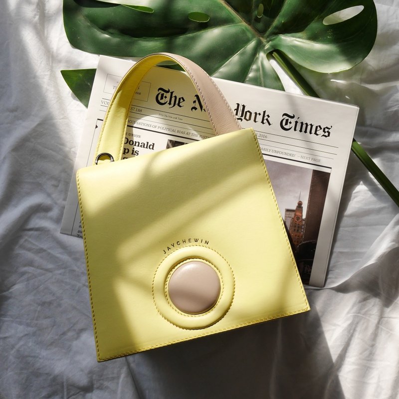 真皮手提包 Hello Bag YUZU 柚子色 - 手提包/手提袋 - 真皮 黄色