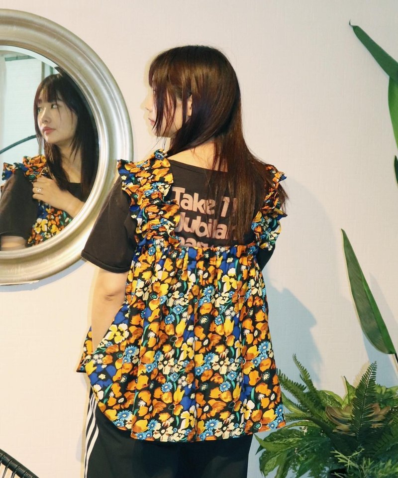 SHOULDER FRILL CAMI BUSTIER 153/SYMPHONY - 女装上衣 - 聚酯纤维 黑色