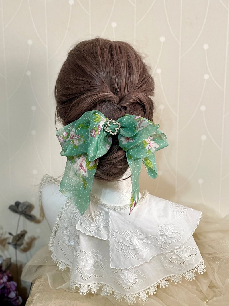 雪纺蝴蝶结弹簧夹 香蕉夹 发夹抓夹 发梳发圈 马尾夹边夹发叉压夹 - 发饰 - 其他材质 绿色