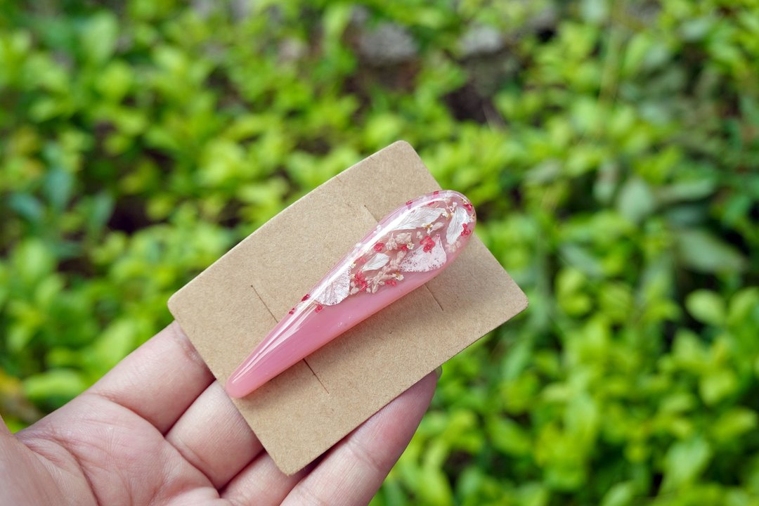 【云上飞梦】 手工滴胶发夹 - 发饰 - 树脂 红色
