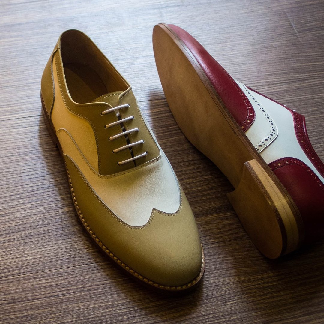 REGENT 双色翼纹牛津鞋/ Full Brogue Oxford Spectators - 男款皮鞋 - 真皮 多色