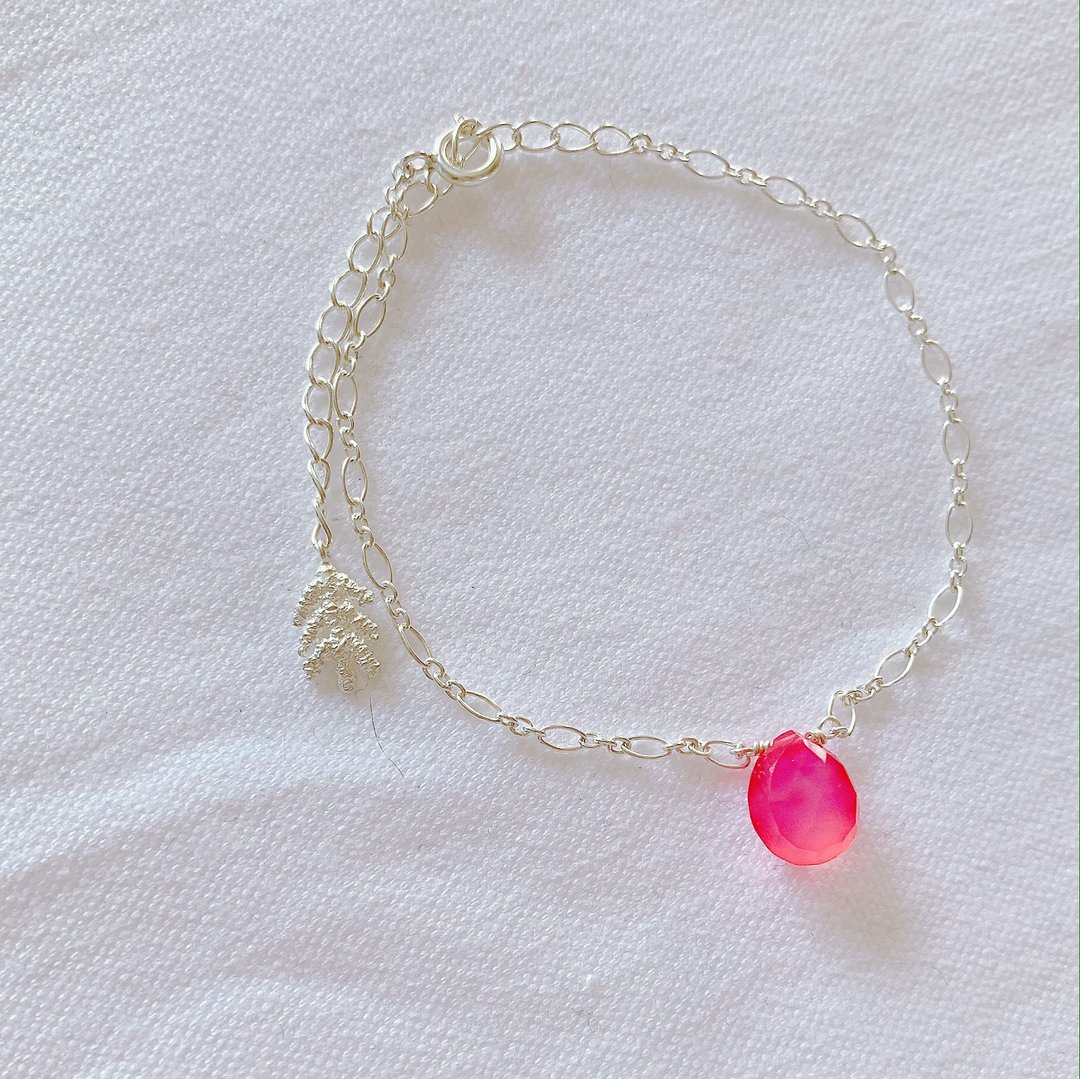 DROP PINKCHALCEDONY bracelet - 手链/手环 - 其他金属 银色