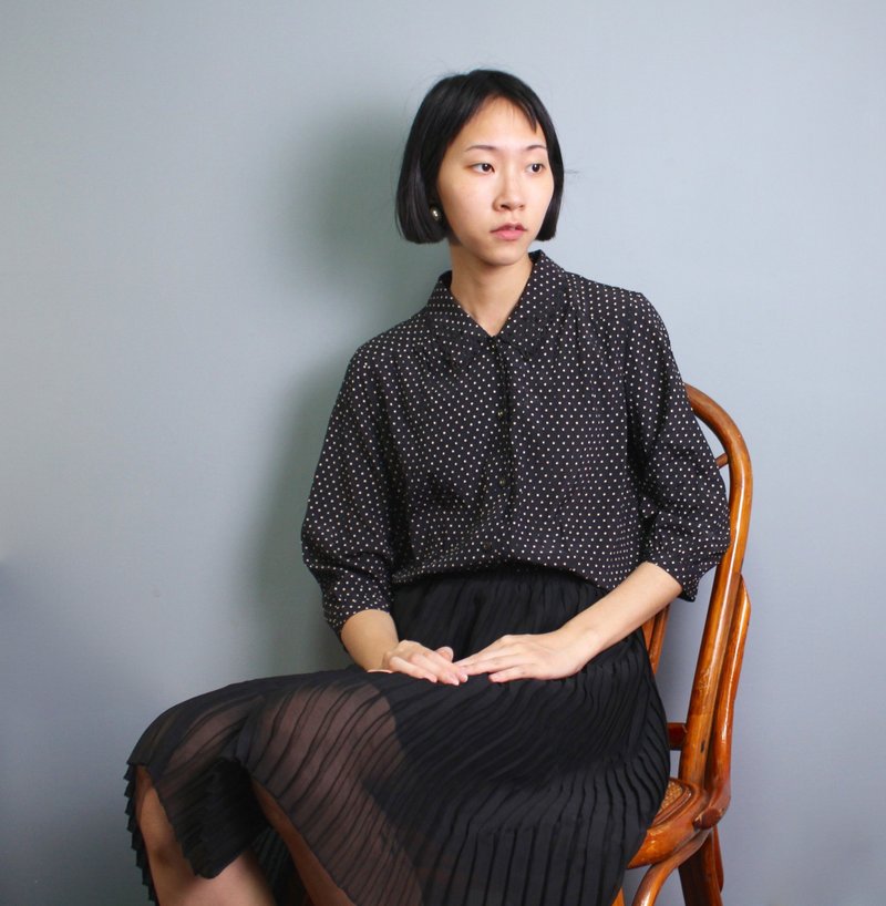 FOAK古着 第凡内雕花领点点褶皱衬衫 - 女装衬衫 - 其他材质 