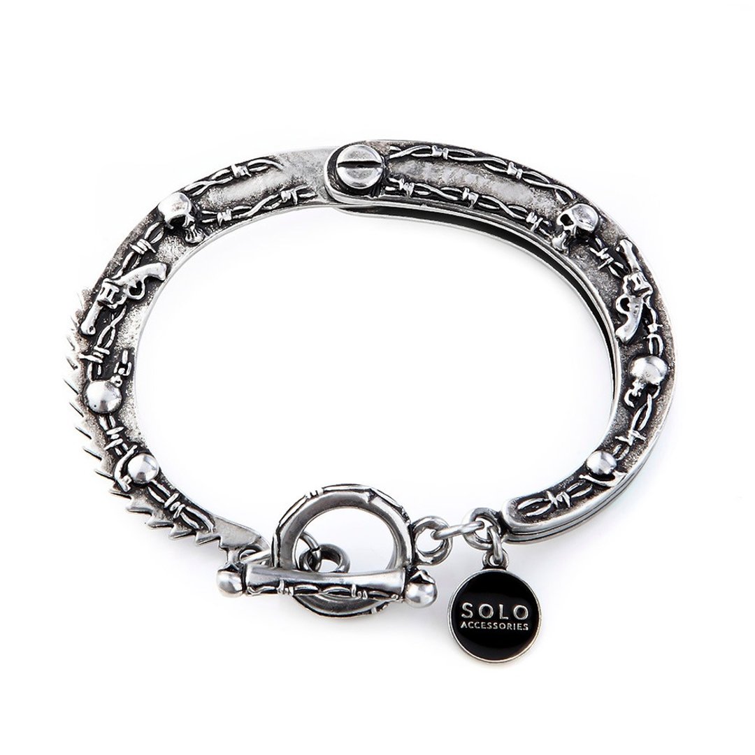 荆棘骷颅手铐手环 Thorns Vampire Skull Handcuffs Bracelet - 手链/手环 - 其他金属 银色