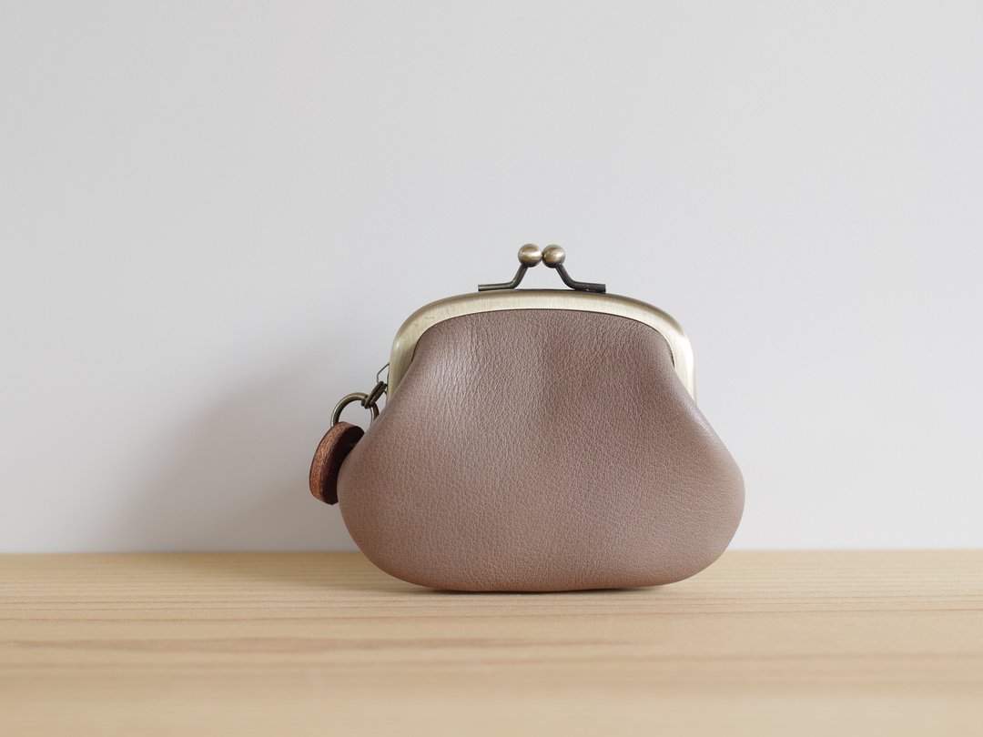 Leather spicy beige gray - 零钱包 - 真皮 卡其色