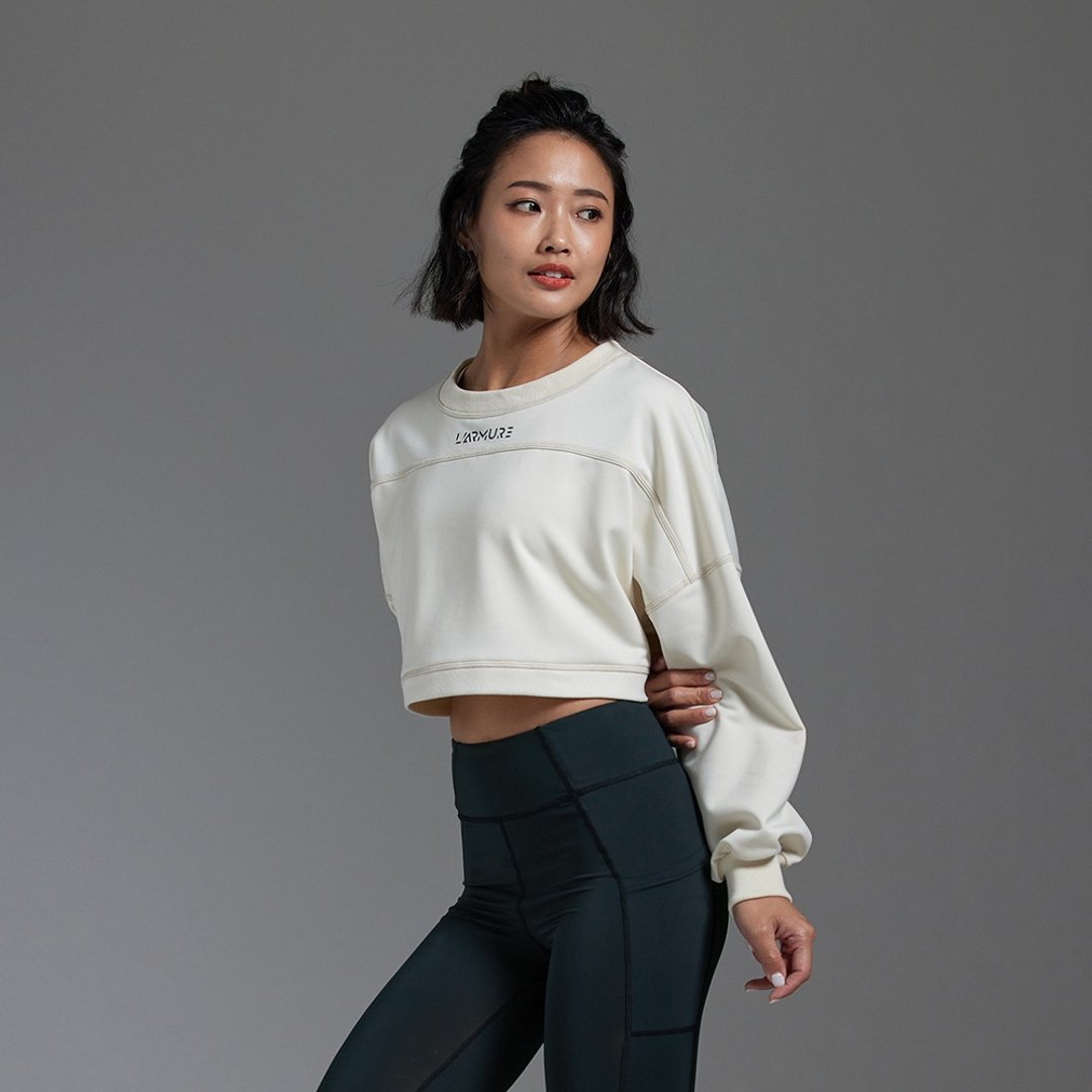 短版LOGO印花上衣 (米色) - 女装上衣 - 聚酯纤维 