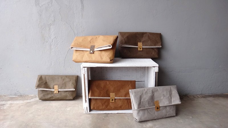 折式牛皮纸手拿包/ 侧背包 - 手拿包 - 纸 