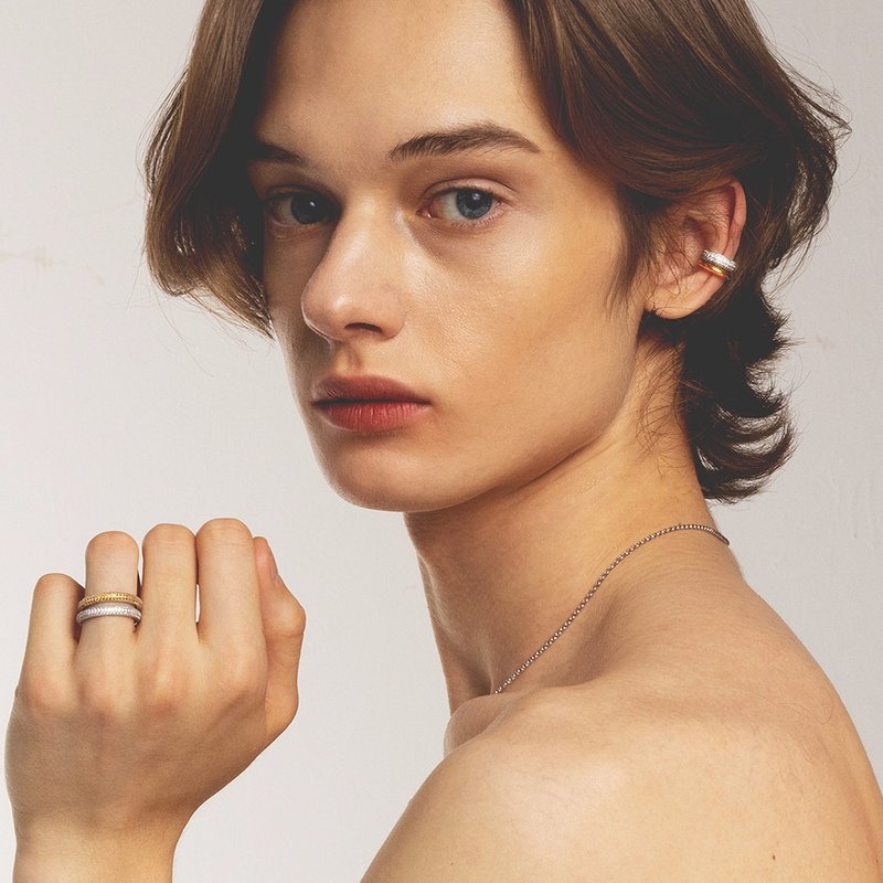 BB MICRO FULL PAVE ETERNITY RING_YELLOW - 戒指 - 纯银 黄色