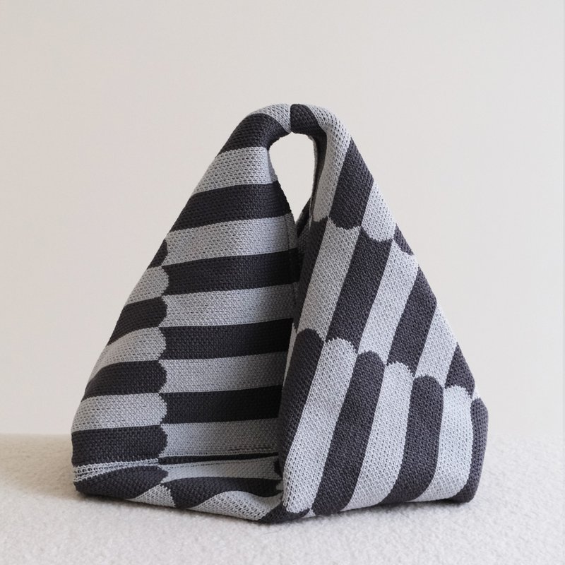 针织三角包 _几何_灰_环保回收纱线制作 - 手提包/手提袋 - 聚酯纤维 灰色