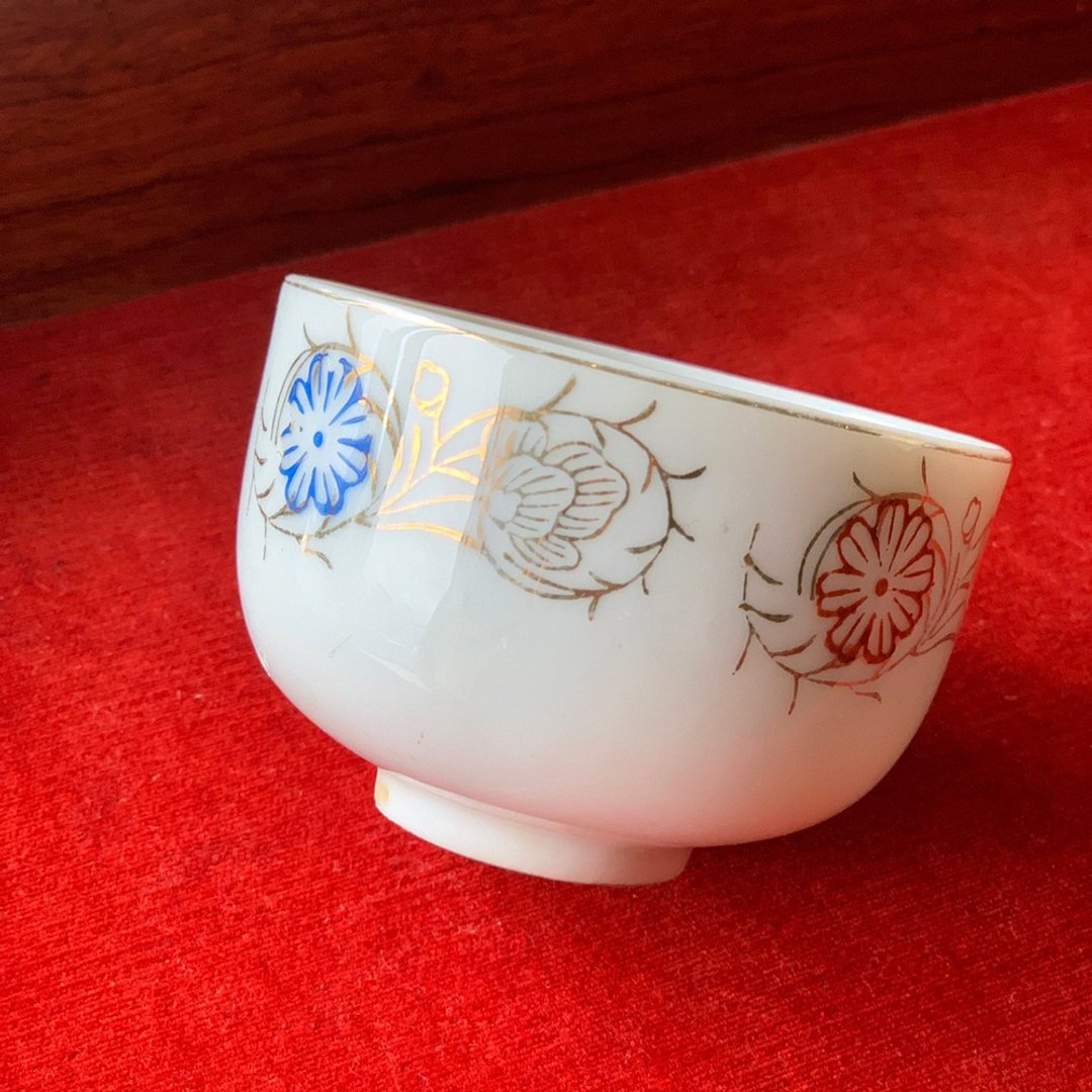 日本 小岛号造绘描金边花朵杯 │ 昭和时期  怀旧  复古文青 - 其他杯子 - 瓷 多色