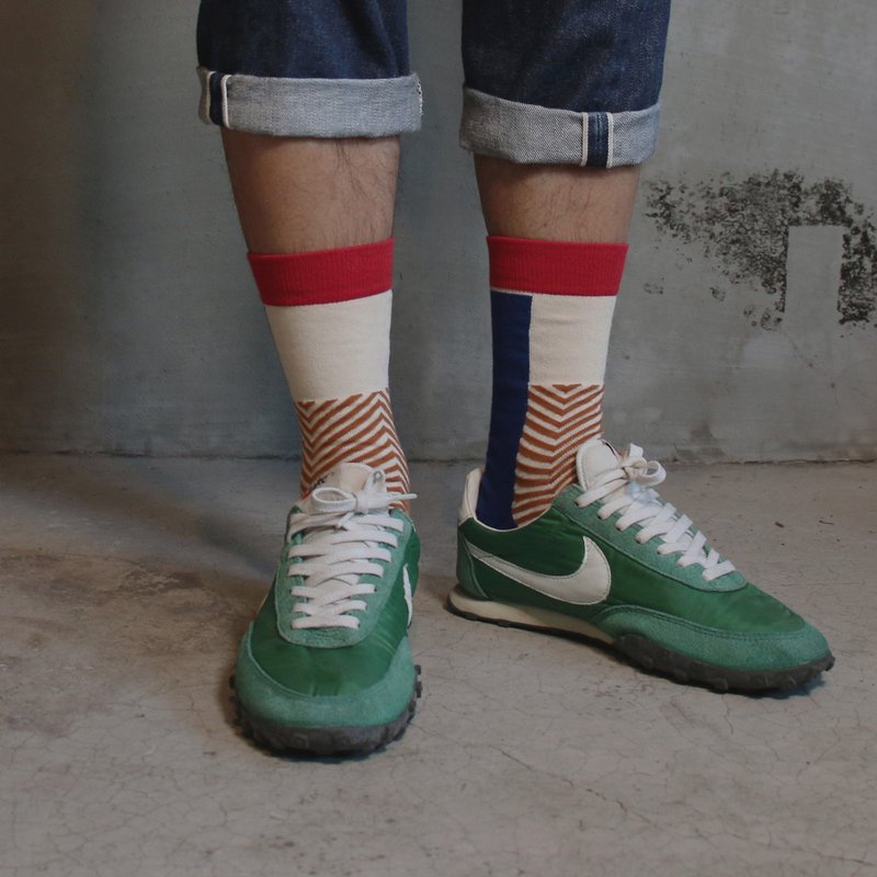 Captain's Call 04 中性款男女中长直角棉袜子 - 袜子 - 棉．麻 蓝色