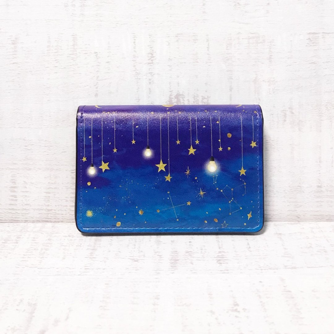 Card Case The glow of stars / Business Card Holder / GALAXY / planetarium / star - 名片夹/名片盒 - 人造皮革 蓝色