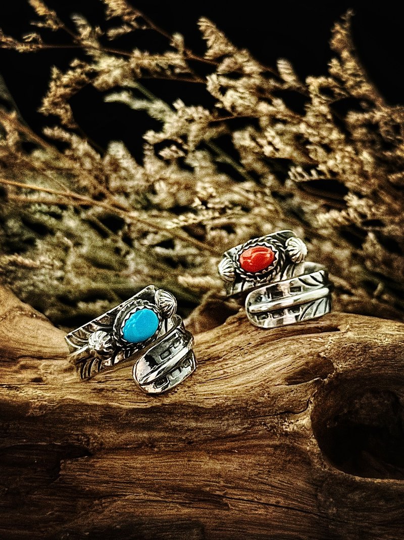 【图腾系列】矿石羽毛/守护/印第安/戒指/可调式 - 戒指 - 纯银 银色