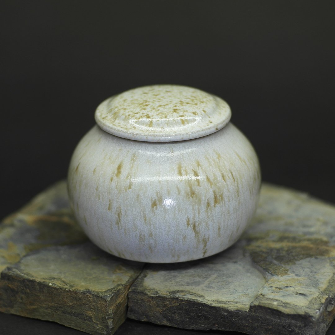 锈斑雪花白 圆身茶仓 手作陶艺 茶道具 - 茶具/茶杯 - 陶 