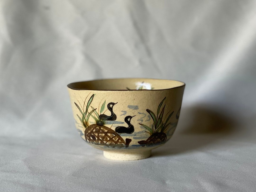 Matcha bowl waterfowl - 碗 - 陶 白色