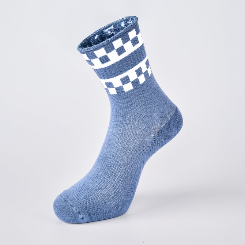空白键 抗菌运动中筒袜 - 蓝(F) - 袜子 - 棉．麻 蓝色