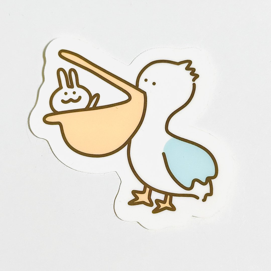 贴纸 鹈鹕与兔子 - 贴纸 - 纸 