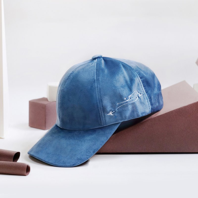 /冬季限定/与云的滑翔距离 弯檐绒布老帽 - 帽子 - 棉．麻 蓝色