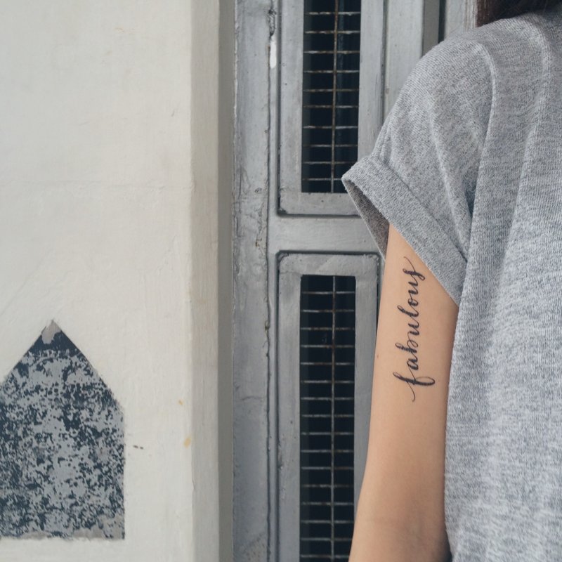 cottontatt fabulous (large) 手写书法 纹身贴纸 - 纹身贴 - 其他材质 黑色