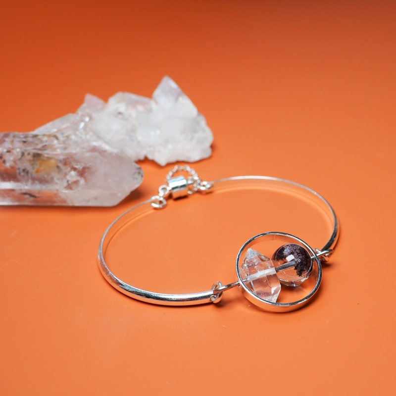 光年之约  闪灵钻  拉长石 男装 女装 情侣款 磁石扣链银色手镯 - 手链/手环 - 宝石 银色