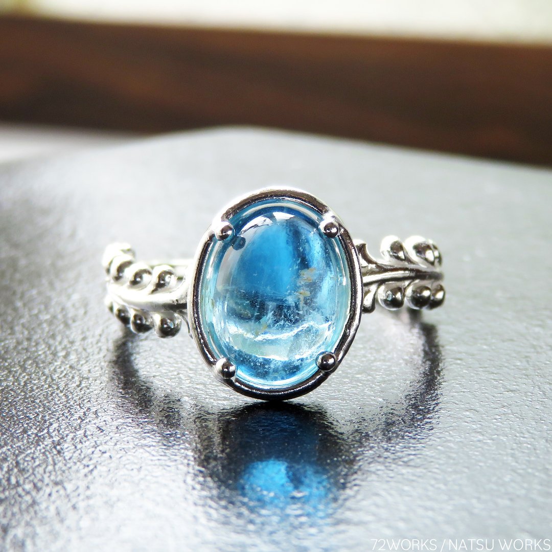 Botanical Aquamarine Ring - 戒指 - 宝石 蓝色