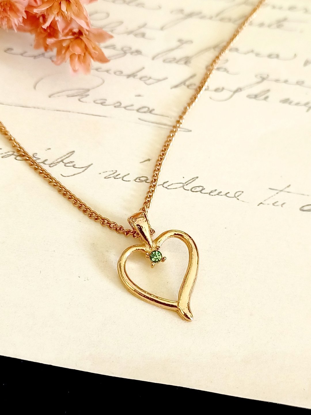 Avintage jewelry 典雅心形单颗莱茵钻 项链 - 项链 - 其他金属 