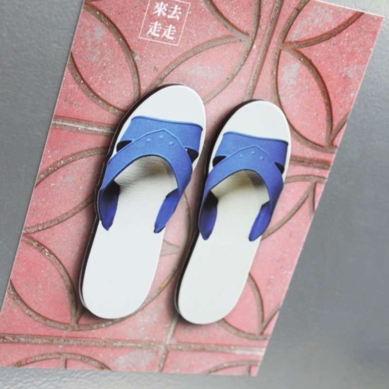 【圣诞礼物】 台湾好物磁铁–蓝白拖 - 冰箱贴/磁贴 - 纸 蓝色