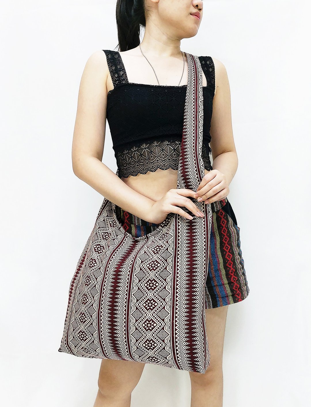 Woven Cotton Bag Shoulder bag Crossbody bag Bohemian Unisex Hobo bag Long Strap - 其他 - 棉 红色