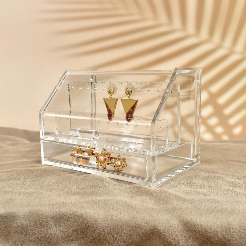 【美的空间】压克力手环耳环饰品展示架防尘收纳盒组 - 耳环/耳夹 - 压克力 透明