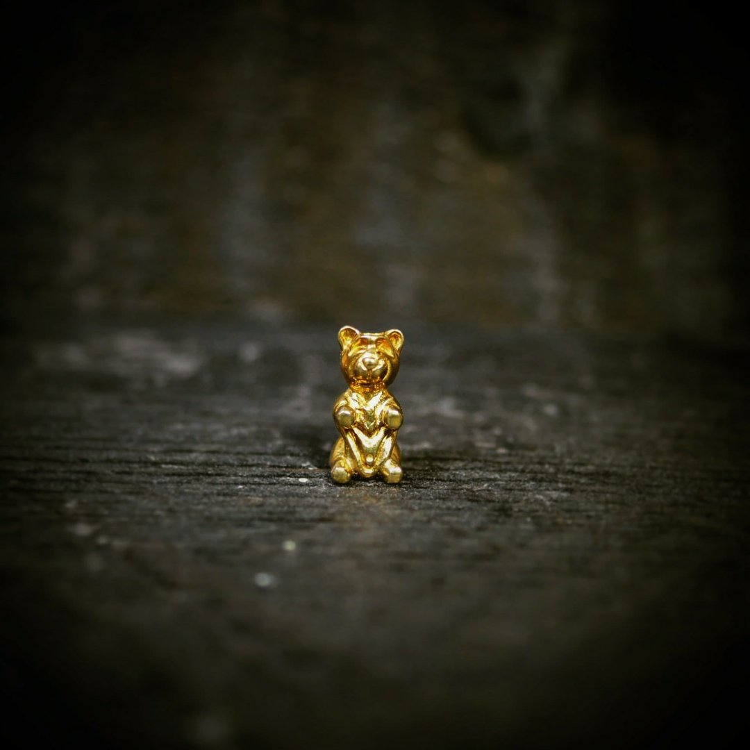 小熊水果糖 黄铜珠饰 ( 单只 ) JellyBear brass beaded - 金工/饰品 - 其他金属 卡其色
