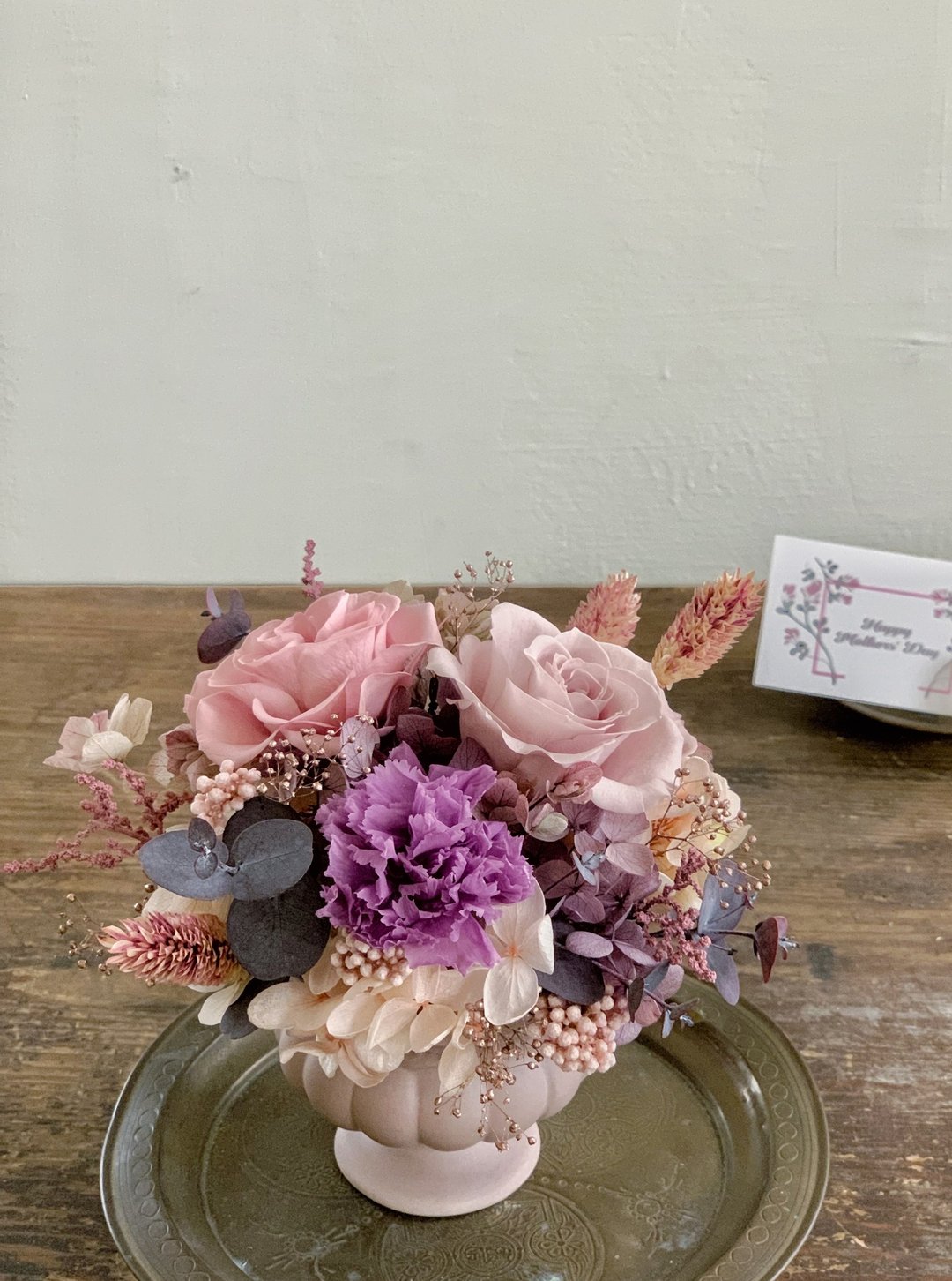 毕业毕业花礼【优雅紫康乃馨古典花器桌花】 - 干燥花/捧花 - 植物．花 紫色