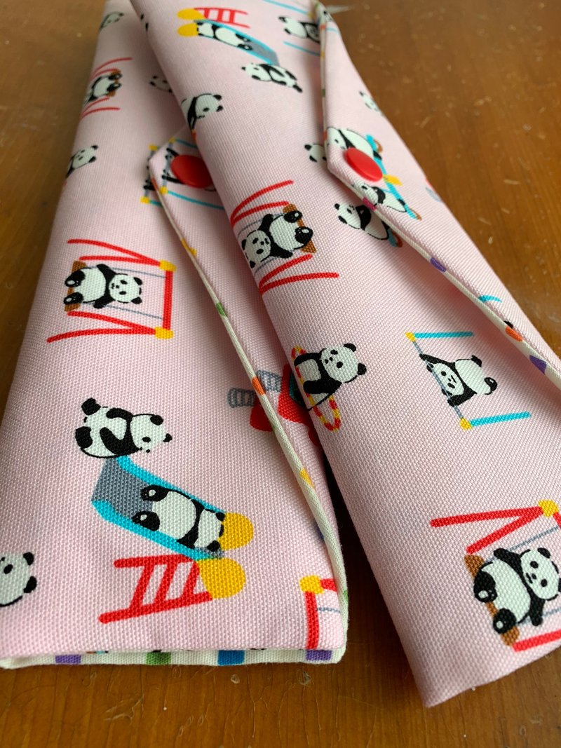 文青风环保筷袋  圆圆爱运动 浅粉 手作餐具袋.交换礼物. - 收纳用品 - 棉．麻 粉红色