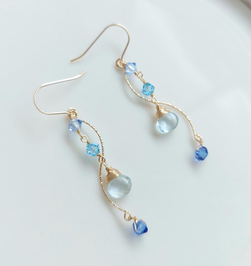 美国包金14kgf耳环/拓帕石 - 耳环/耳夹 - 宝石 