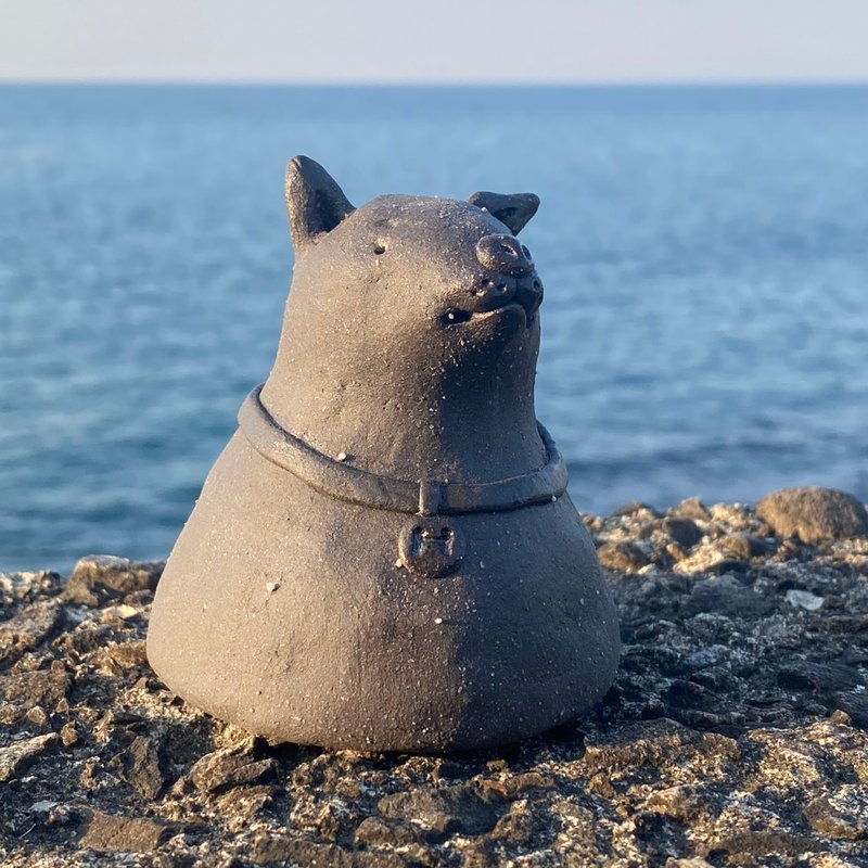 【タケ-TA KE Studio】黑狗-项圈 - 摆饰 - 陶 黑色