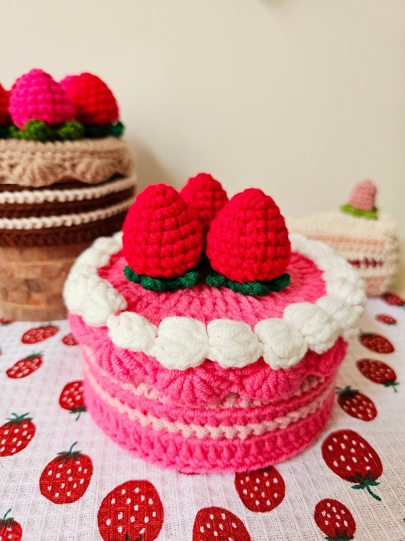 立体编织收纳盒/梦幻粉草莓蛋糕 - 收纳用品 - 棉．麻 粉红色