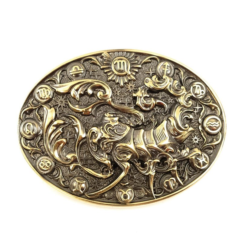 Scorpio soild brass belt buckle, Astrological Zodiac Sign belt accessory - 皮带/腰带 - 其他材质 金色