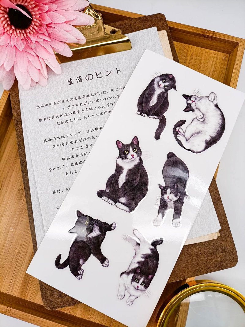 5K048_五口美 _賓士之禮_Tuxedo Cat A/轉印貼紙 - 贴纸 - 其他材质 多色